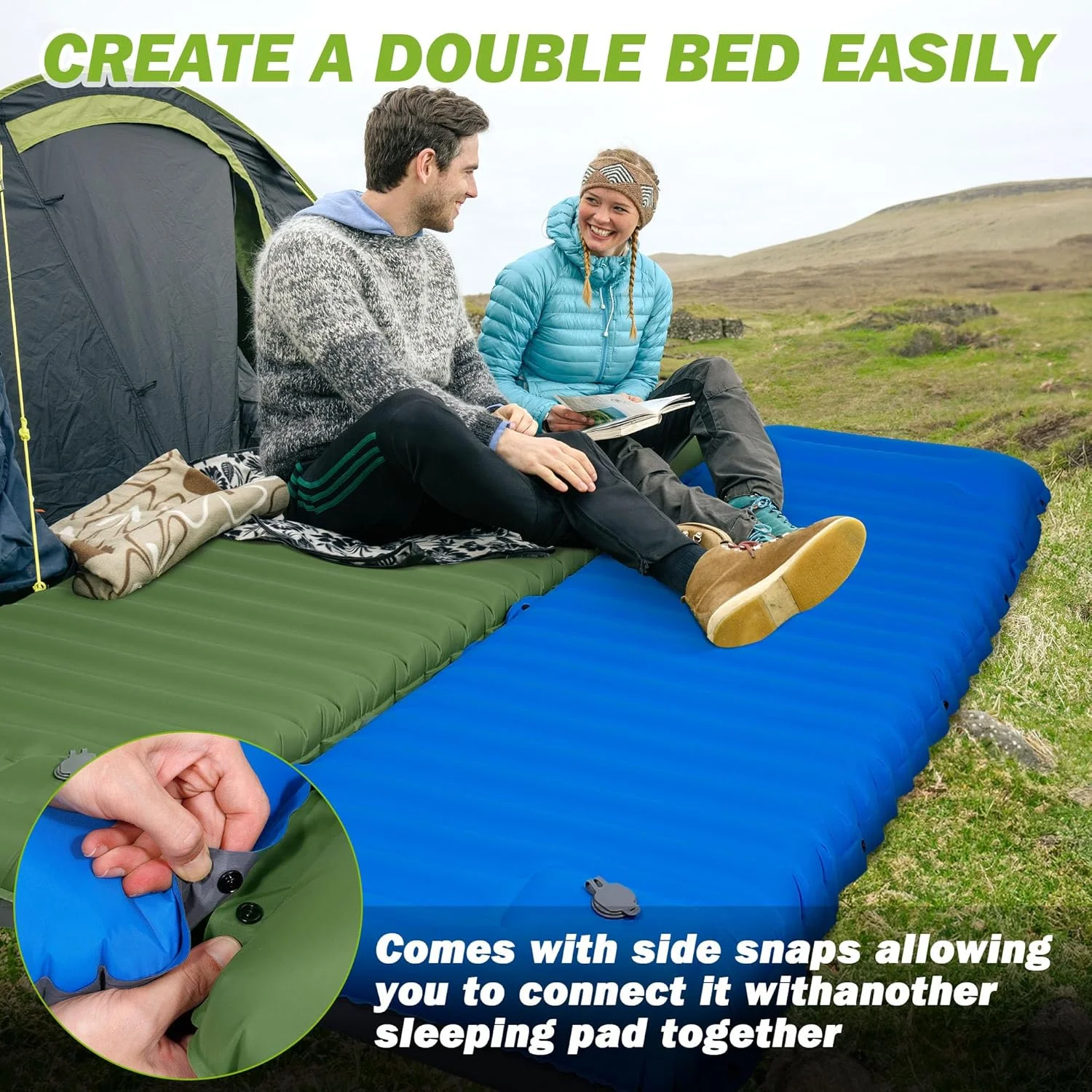 Thick Self Inflating Pad 4 Inch with Built-In Pump, Spliceable 2 Thick Self Inflating Pad 4 Inch with Built-In Pump, Spliceable - view 2
