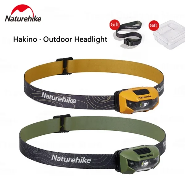 Naturehike astronomy red light headlamp in yellow with small lamp head and woven webbing belt