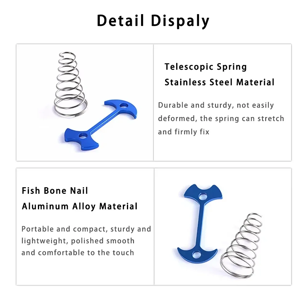 Fish Bone Tent Pegs 5 Pack Stainless Steel with Rope Buckles 5 Fish Bone Tent Pegs 5 Pack Stainless Steel with Rope Buckles - view 5