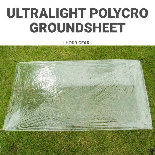 Polycro tent groundsheet spread under a lightweight one person tent on a forest floor