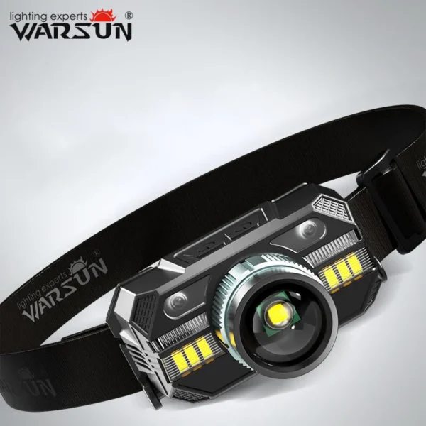 Zoom 18650 headlamp with aluminum lamp head, zoom lens and adjustable head strap