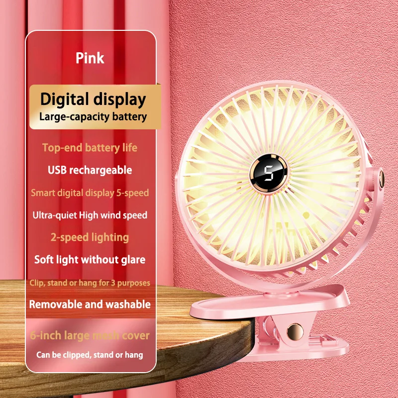 Clip On Rechargeable Fan with Night Light and 720 Degree Rotation 9 Clip On Rechargeable Fan with Night Light and 720 Degree Rotation - view 9