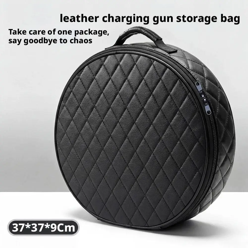 Leather EV Charger Bag in Round or Square Leather or Felt 5 Leather EV Charger Bag in Round or Square Leather or Felt - view 5