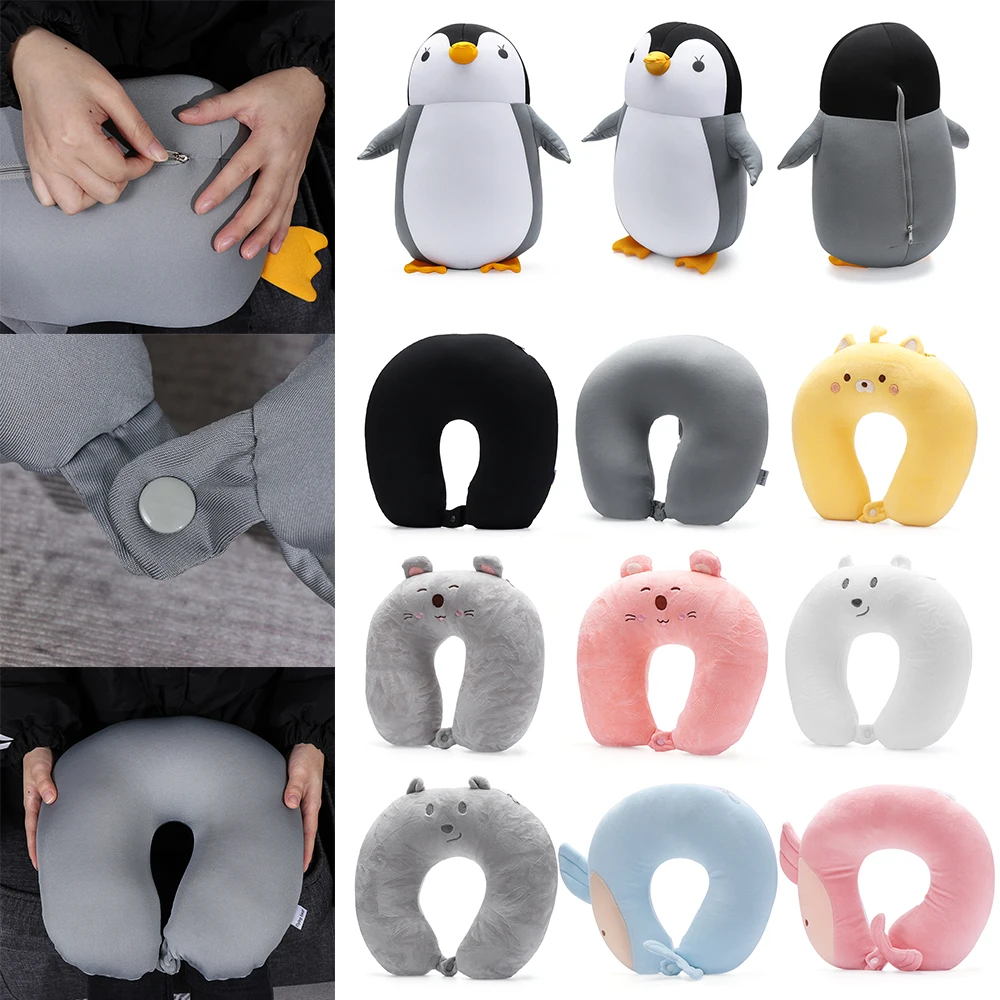 Cartoon Animal Travel Pillow U Shape Penguin or Whale Memory Foam 4 Cartoon Animal Travel Pillow U Shape Penguin or Whale Memory Foam - view 4