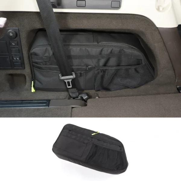 Anti slip boot organizer with large compartments in the cargo area of a Land Rover Discovery 5