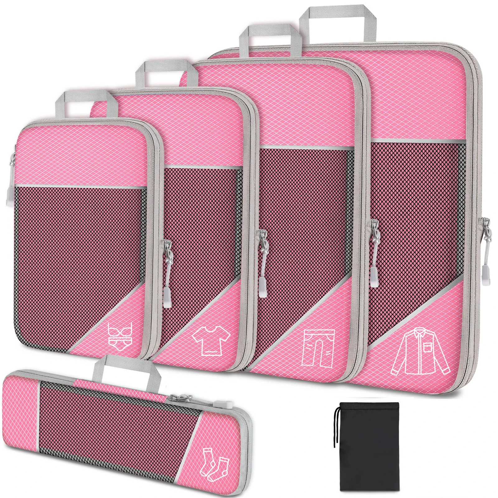 Honeycomb Fabric Packing Cubes, 3 or 6 Piece Set with Shoe Bag 12 Honeycomb Fabric Packing Cubes, 3 or 6 Piece Set with Shoe Bag - view 12