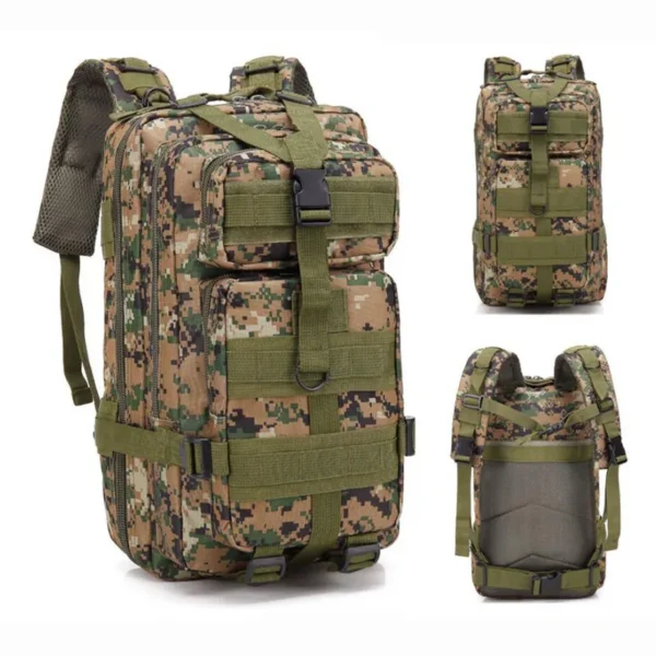 1000D tactical backpack in black python camo with 3P style front pockets