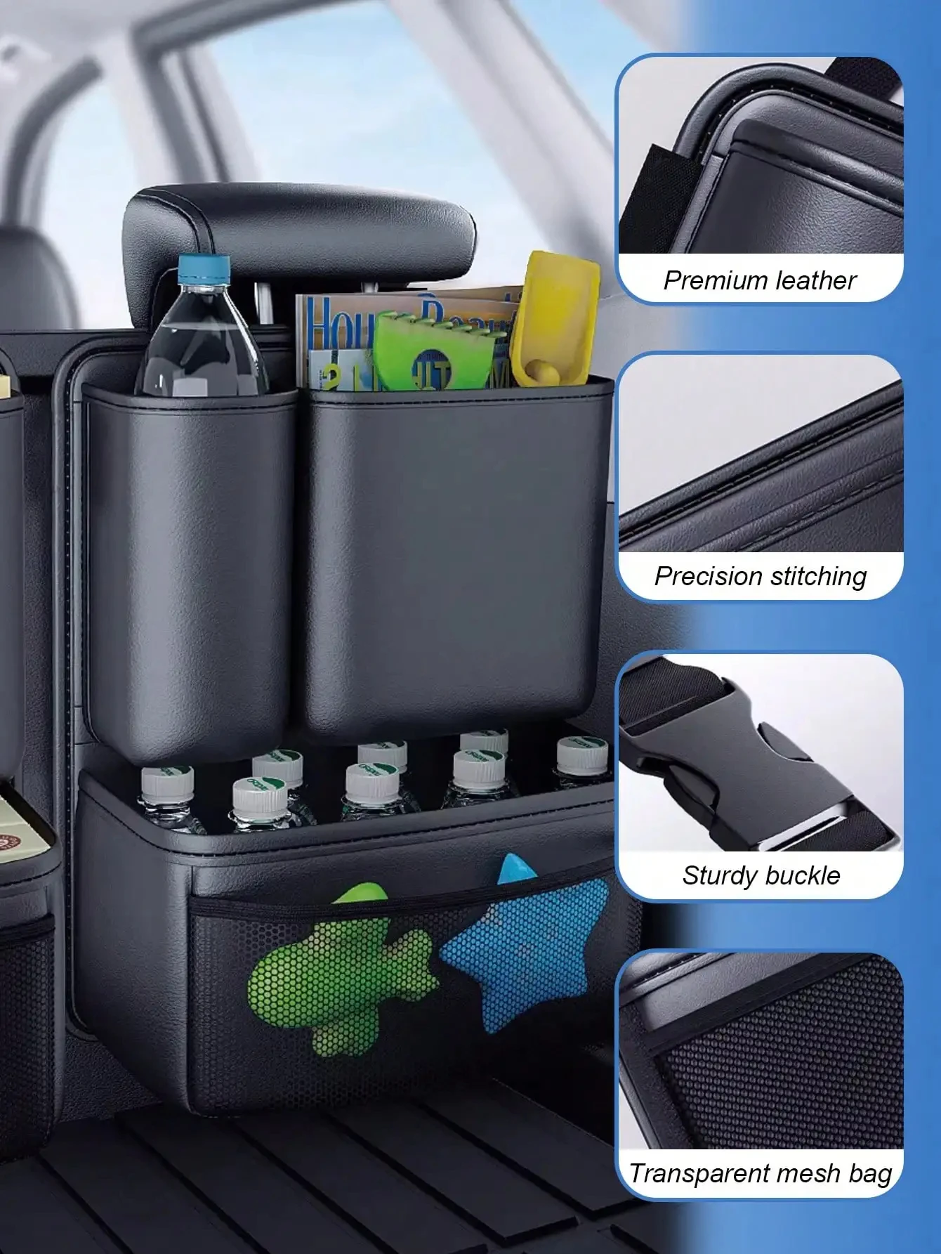 Seat Back Hanging Organizer Multi-Compartment Waterproof Car Bag 6 Seat Back Hanging Organizer Multi-Compartment Waterproof Car Bag - view 6