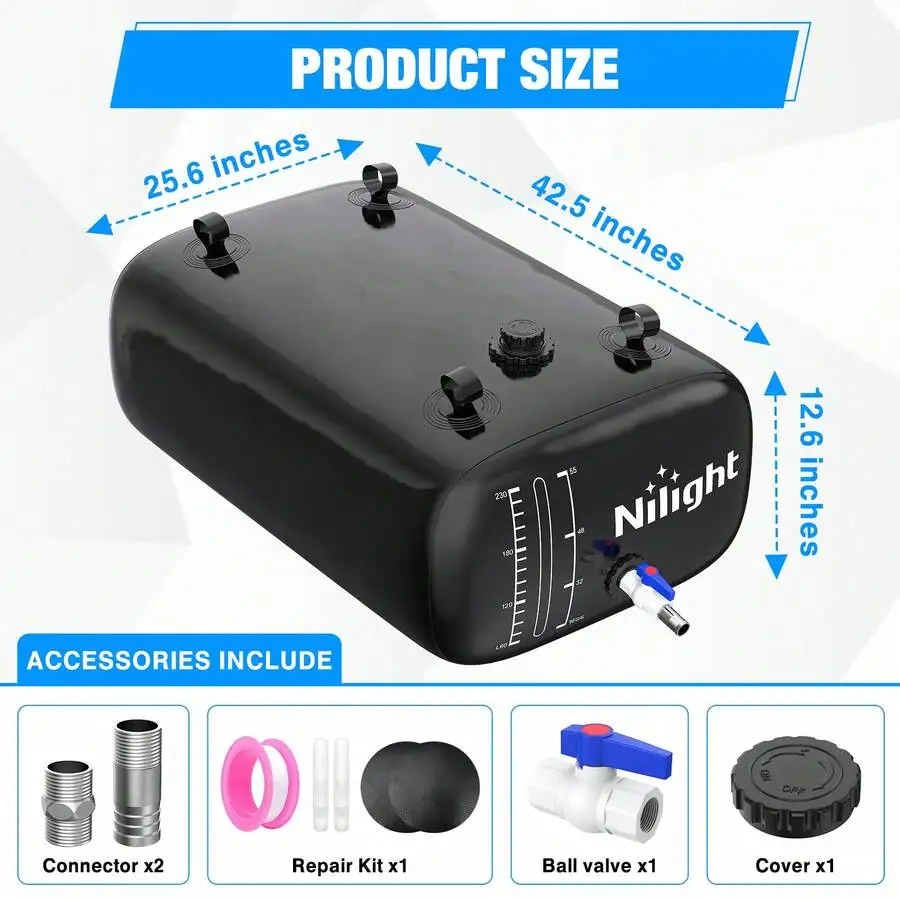 Collapsible Water Bladder Tank 240L Potable RV Storage Nilight 3 Collapsible Water Bladder Tank 240L Potable RV Storage Nilight - view 3