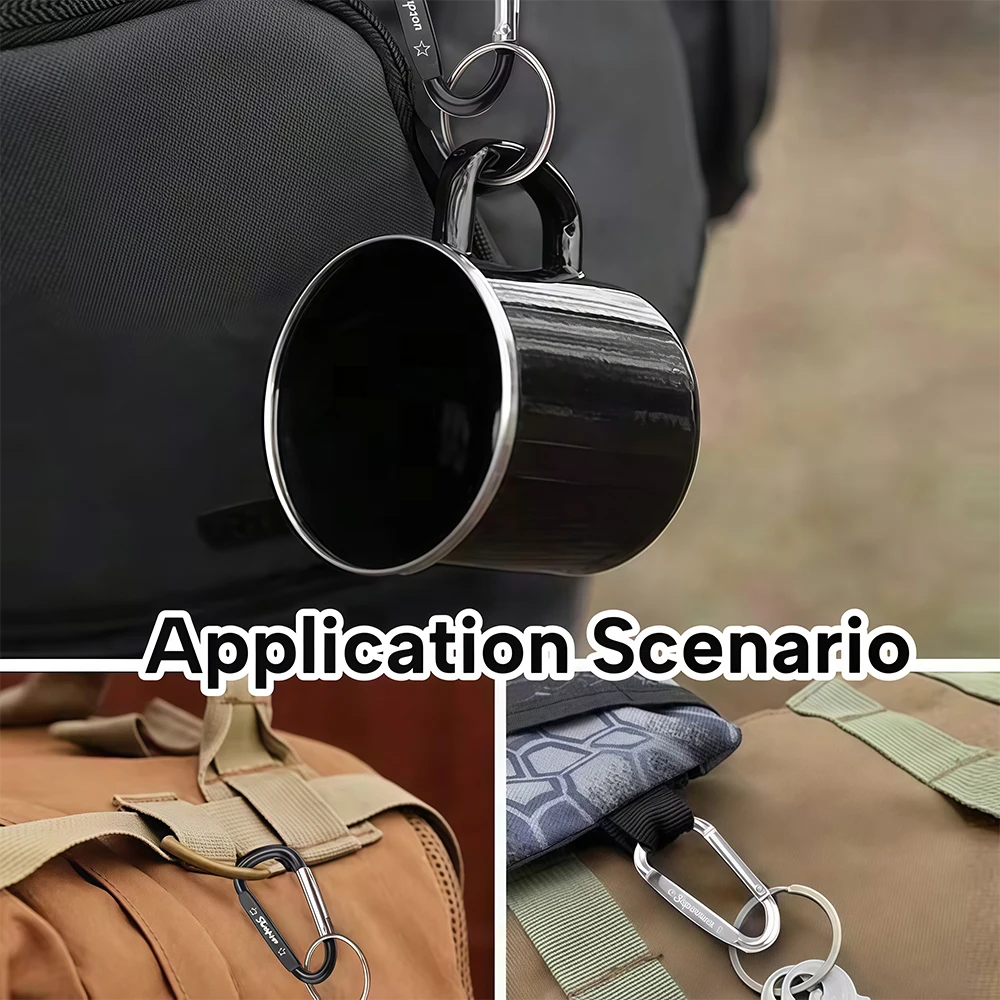 Spring Snap Carabiner Clips 7D Shape Aluminum Alloy 10 Pack 6 Spring Snap Carabiner Clips 7D Shape Aluminum Alloy 10 Pack - view 6