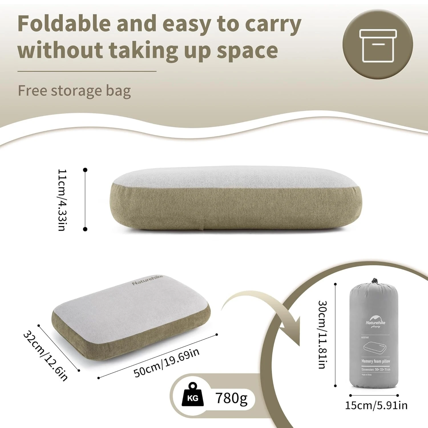 Memory Foam Camping Pillow Square Portable Travel Naturehike 5 Memory Foam Camping Pillow Square Portable Travel Naturehike - view 5