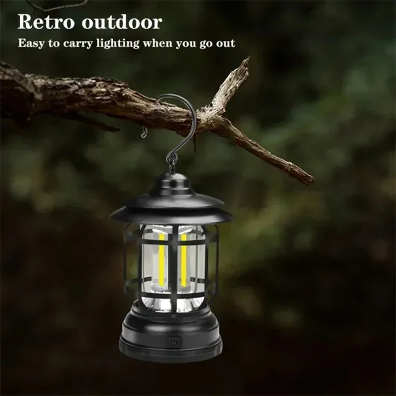 Retro Hanging Tent Lamp, USB Rechargeable, 1 or 2 Pack 5 Retro Hanging Tent Lamp, USB Rechargeable, 1 or 2 Pack - view 5