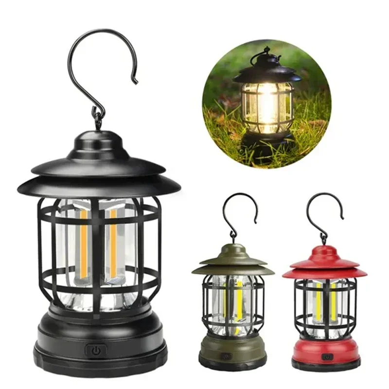 Retro Hanging Tent Lamp, USB Rechargeable, 1 or 2 Pack 4 Retro Hanging Tent Lamp, USB Rechargeable, 1 or 2 Pack - view 4