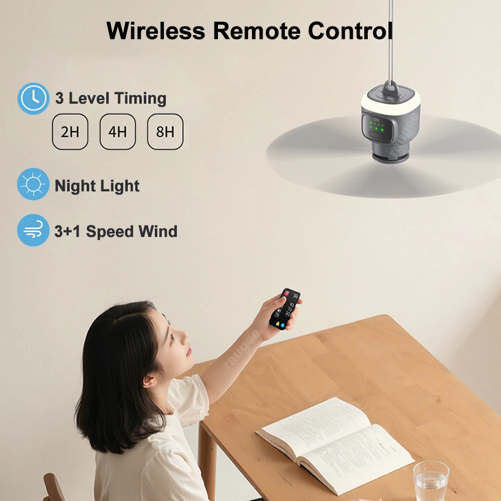 Camping Ceiling Fan 12000mAh Rechargeable with Remote and LED 4 Camping Ceiling Fan 12000mAh Rechargeable with Remote and LED - view 4