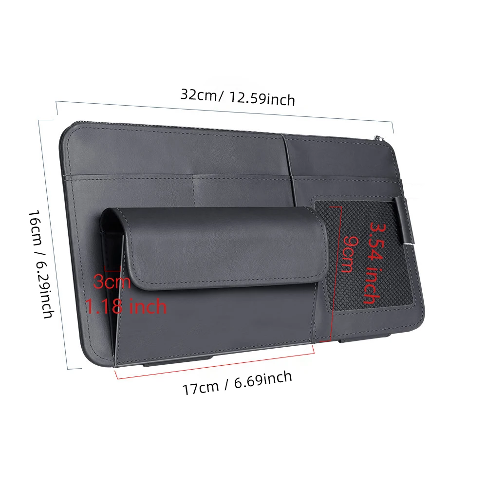 Leather Sun Visor Organizer with Photo Frame and Sunglasses Clip 2 Leather Sun Visor Organizer with Photo Frame and Sunglasses Clip - view 2