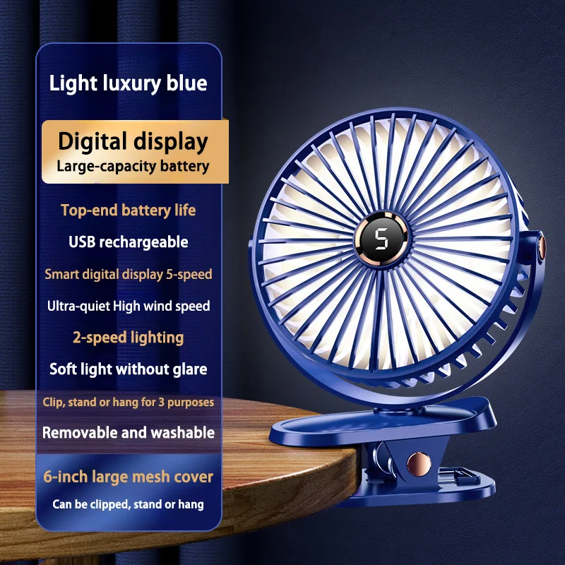 Clip On Rechargeable Fan with Night Light and 720 Degree Rotation 6 Clip On Rechargeable Fan with Night Light and 720 Degree Rotation - view 6