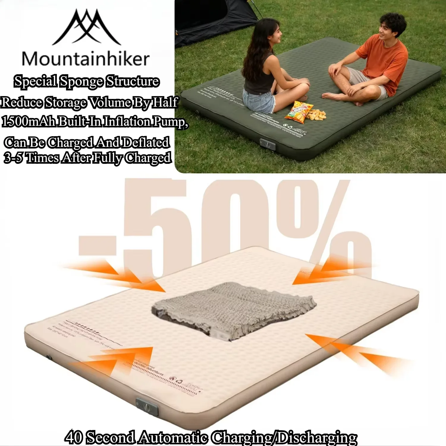Inflatable Sponge Mattress 10 cm Thick, Single or Double Size 2 Inflatable Sponge Mattress 10 cm Thick, Single or Double Size - view 2