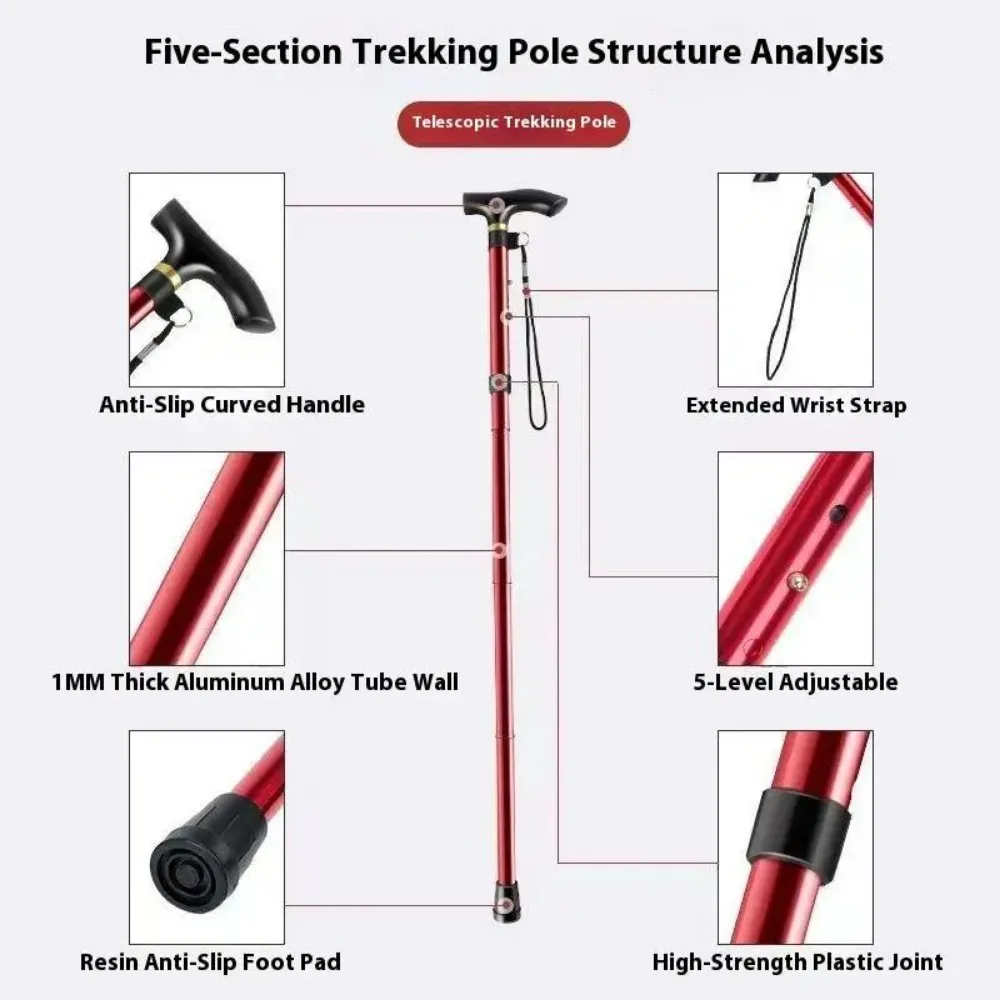 Foldable Aluminum Hiking Stick with T Handle and Wrist Strap 4 Foldable Aluminum Hiking Stick with T Handle and Wrist Strap - view 4