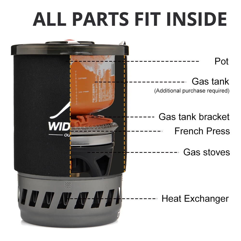 Camping French Press Pot Set, 0.9L with Stove and Bracket 5 Camping French Press Pot Set, 0.9L with Stove and Bracket - view 5