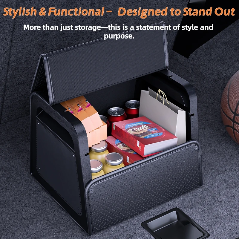 Magnetic Lid Trunk Organizer PU Leather with ABS Frame 2 Magnetic Lid Trunk Organizer PU Leather with ABS Frame - view 2