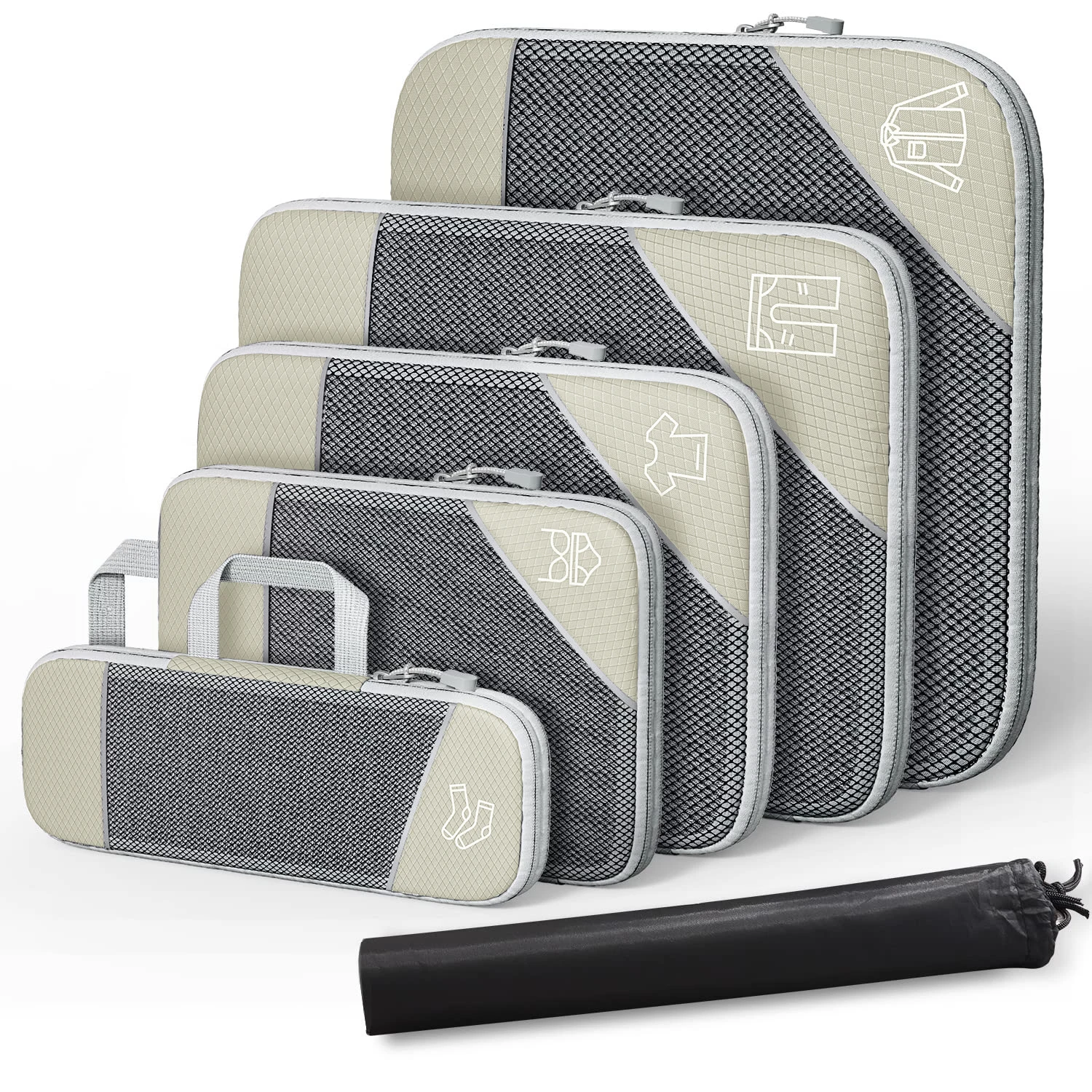 Honeycomb Fabric Packing Cubes, 3 or 6 Piece Set with Shoe Bag 11 Honeycomb Fabric Packing Cubes, 3 or 6 Piece Set with Shoe Bag - view 11