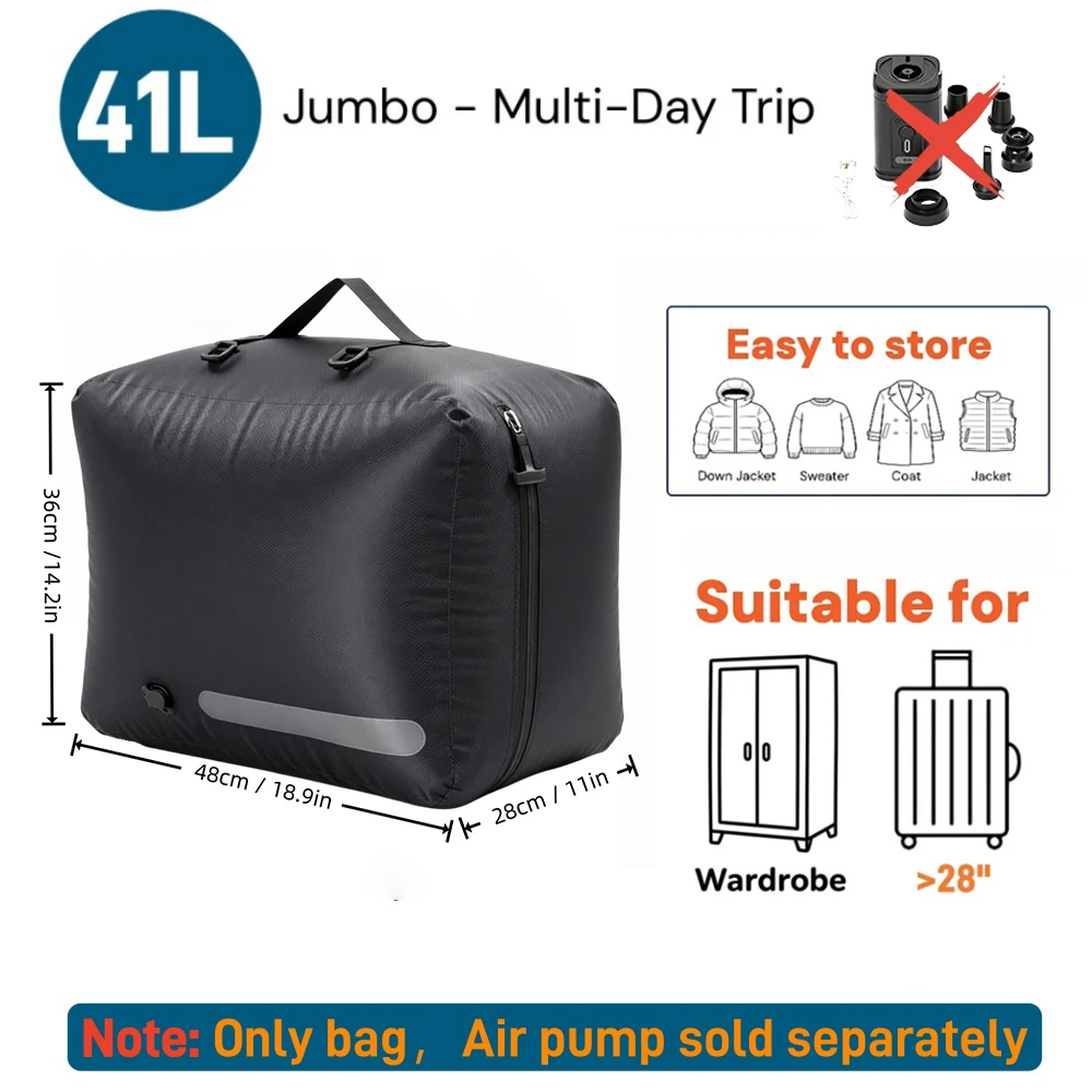 Airtight Zipper Vacuum Bags in TPU, 9L to 41L with Pump Option 11 Airtight Zipper Vacuum Bags in TPU, 9L to 41L with Pump Option - view 11