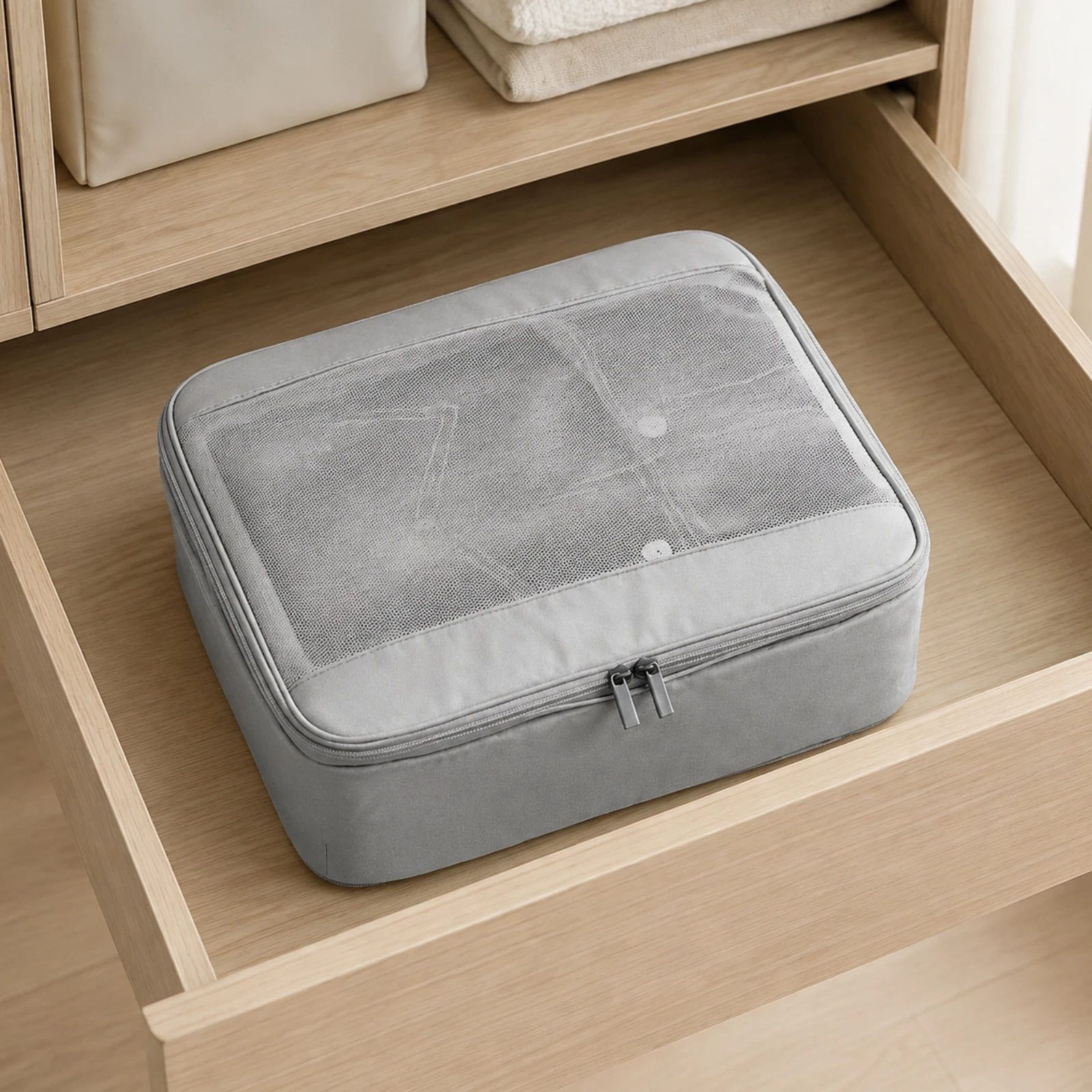 PP Compression Packing Cube with Mesh Panel and Zipper 3 PP Compression Packing Cube with Mesh Panel and Zipper - view 3