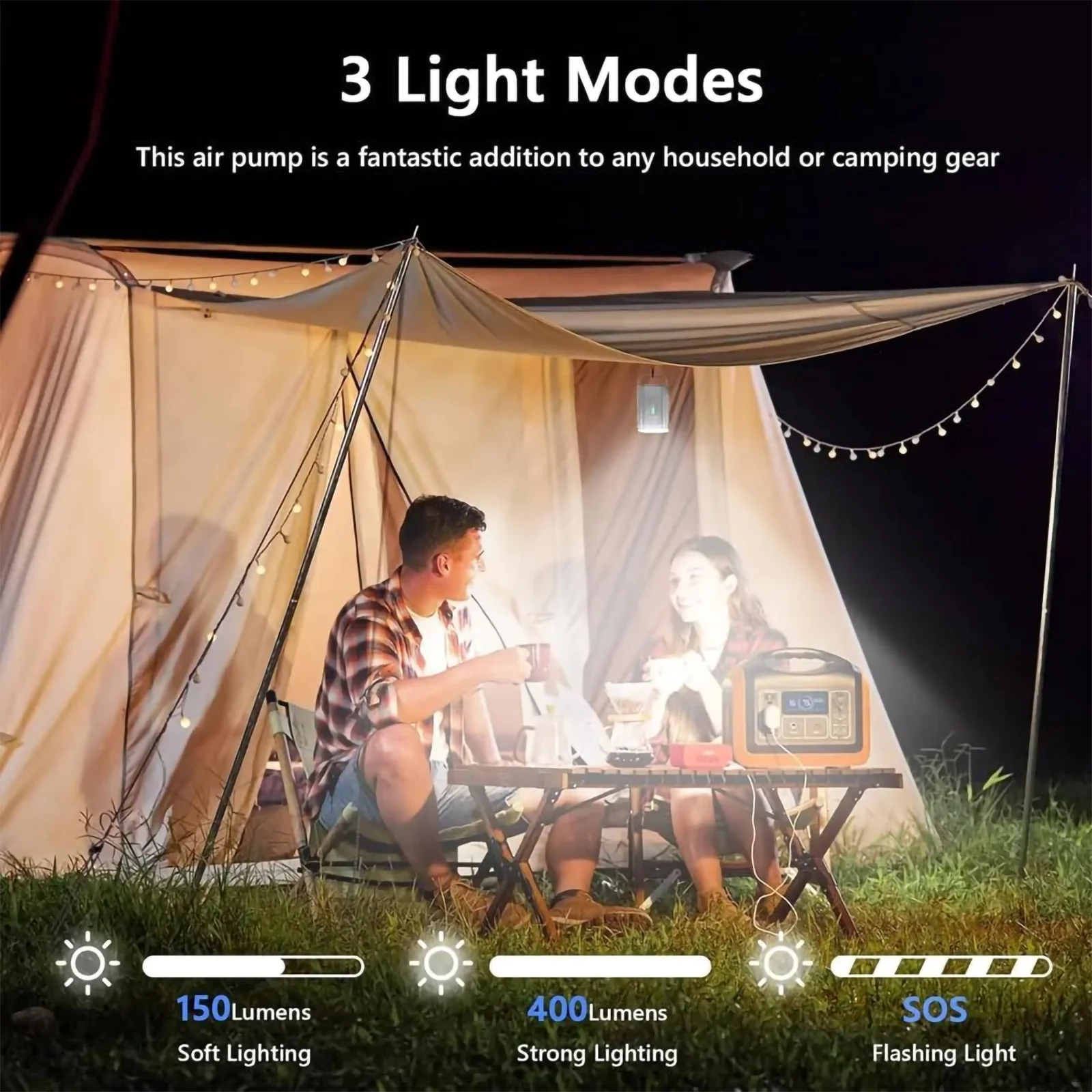 Rechargeable Electric Air Pump with LED Light, 5 Nozzles, Type-C 7 Rechargeable Electric Air Pump with LED Light, 5 Nozzles, Type-C - view 7