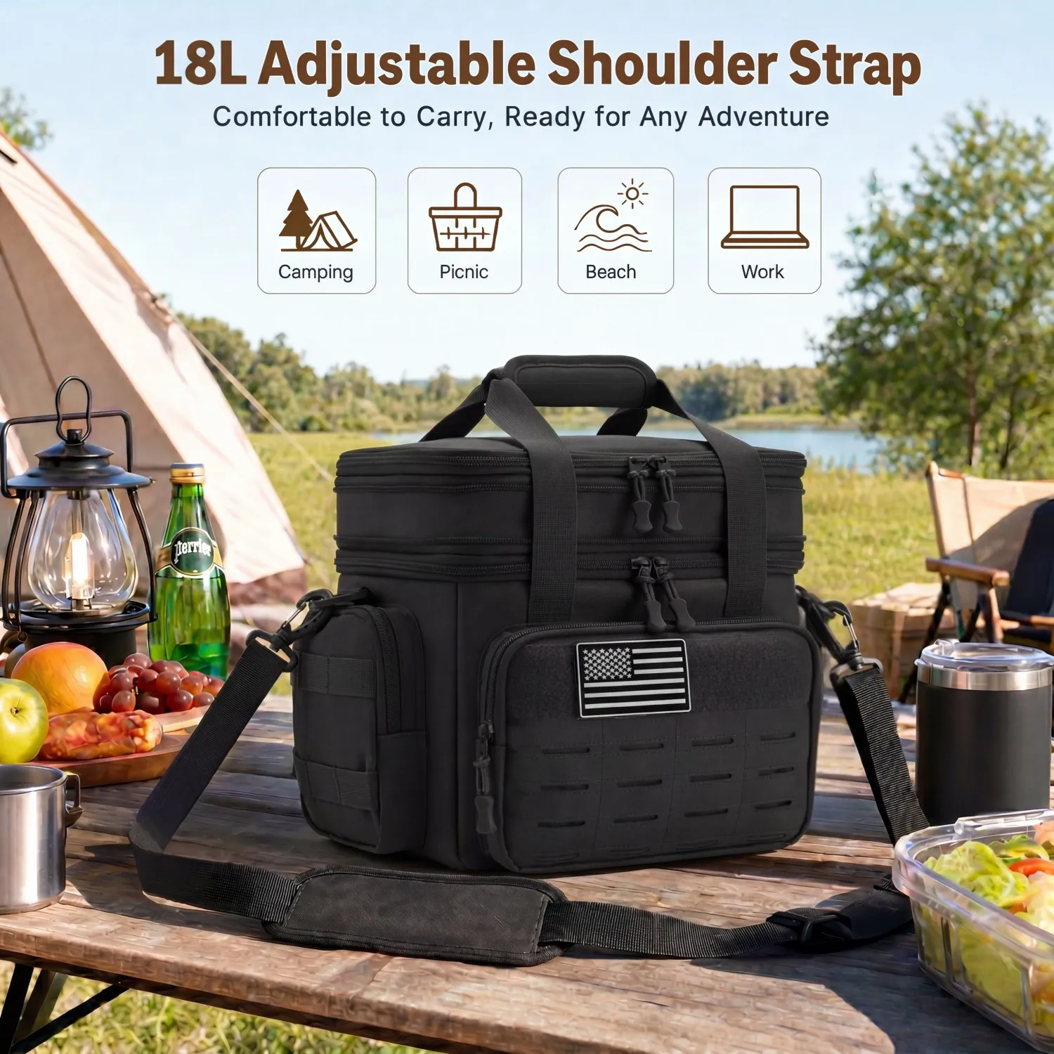 Expandable Picnic Cooler Bag 18L Leakproof Tactical Thermal Bag 8 Expandable Picnic Cooler Bag 18L Leakproof Tactical Thermal Bag - view 8