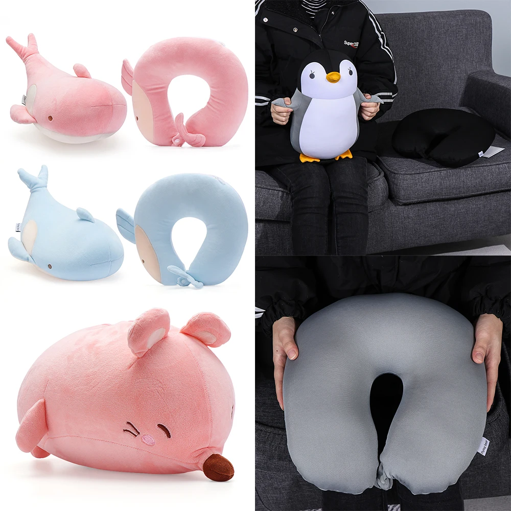 Cartoon Animal Travel Pillow U Shape Penguin or Whale Memory Foam 3 Cartoon Animal Travel Pillow U Shape Penguin or Whale Memory Foam - view 3