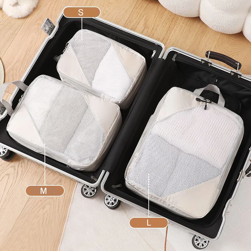 Nylon Compression Travel Cubes, 3 Piece Set with Mesh Bags 4 Nylon Compression Travel Cubes, 3 Piece Set with Mesh Bags - view 4