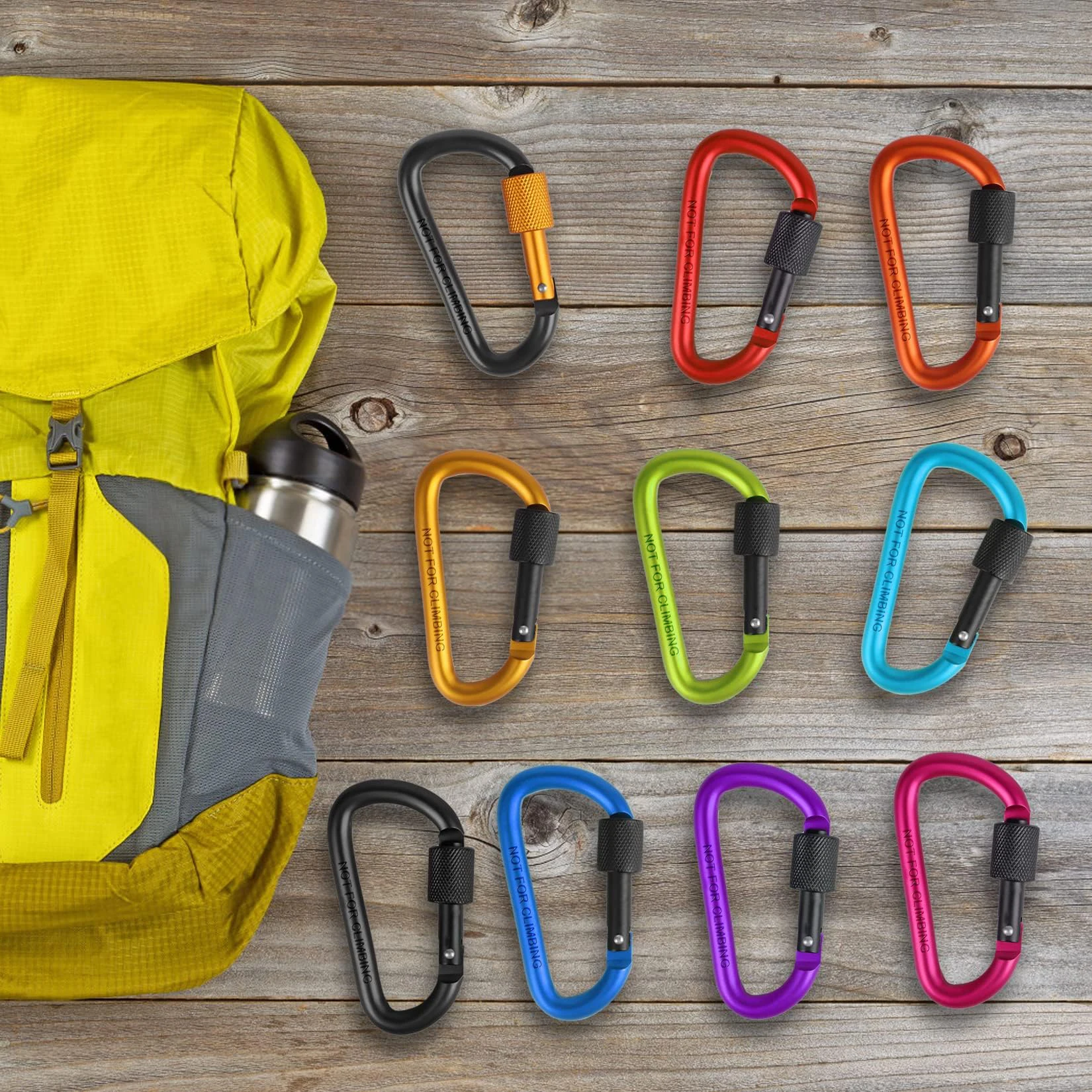 Screw Gate Carabiner Clips 10 Pack 3 Inch Aluminum D Shape 6 Screw Gate Carabiner Clips 10 Pack 3 Inch Aluminum D Shape - view 6