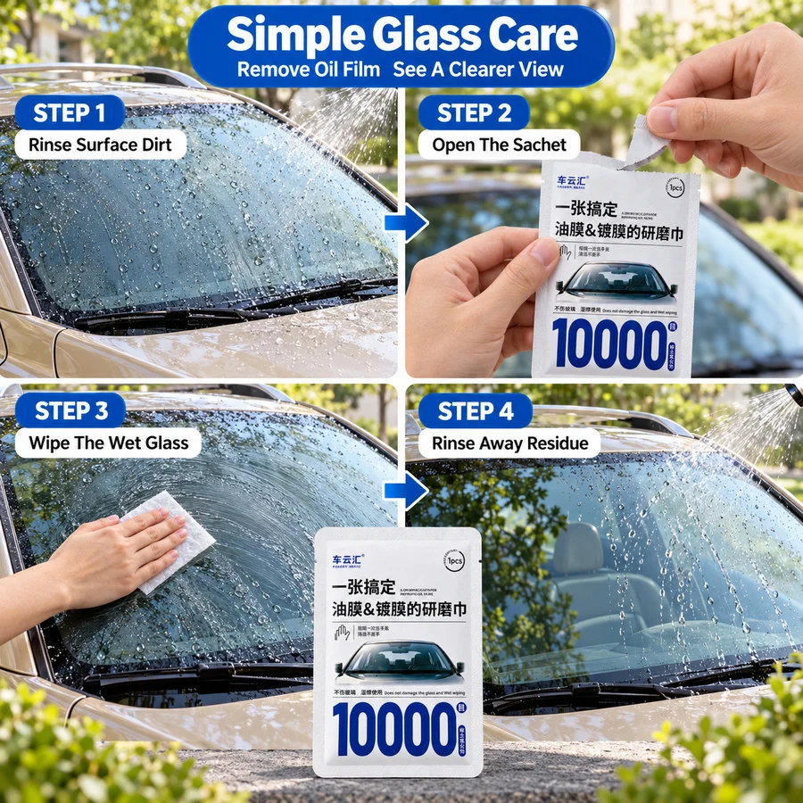 Hydrophobic Glass Cleaning Wipes for Rain Repellent Windshields 6 Hydrophobic Glass Cleaning Wipes for Rain Repellent Windshields - view 6