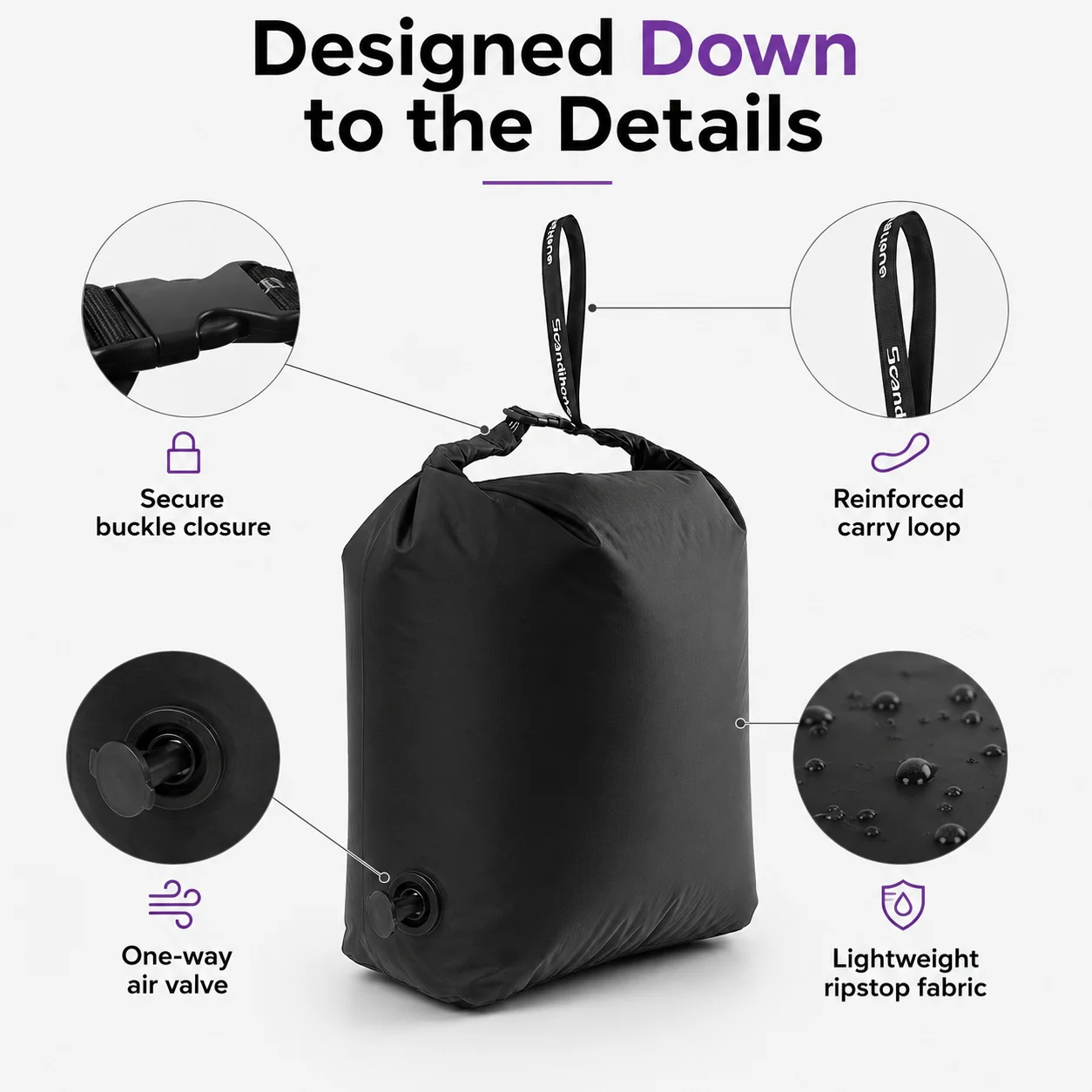 Roll Top Compression Bag with One-Way Valve, TPU Laminated Nylon 4 Roll Top Compression Bag with One-Way Valve, TPU Laminated Nylon - view 4