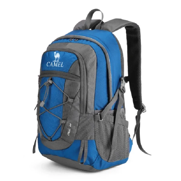 30L waterproof hiking backpack in deep blue polyester with rain cover