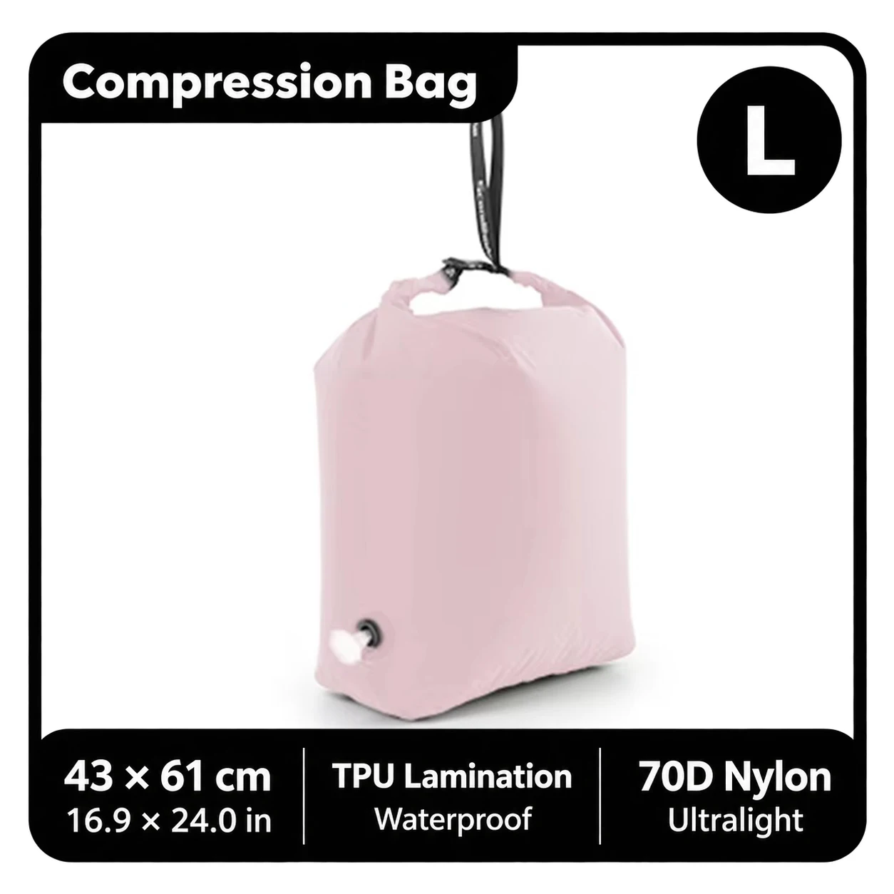 Roll Top Compression Bag with One-Way Valve, TPU Laminated Nylon 12 Roll Top Compression Bag with One-Way Valve, TPU Laminated Nylon - view 12