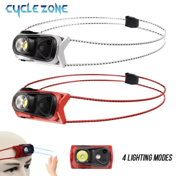 Mini sensor headlamp with small XPG lamp head, red light option and elastic strap