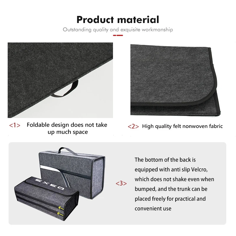Felt Car Trunk Organizer Foldable Storage Box for Seat Models 3 Felt Car Trunk Organizer Foldable Storage Box for Seat Models - view 3