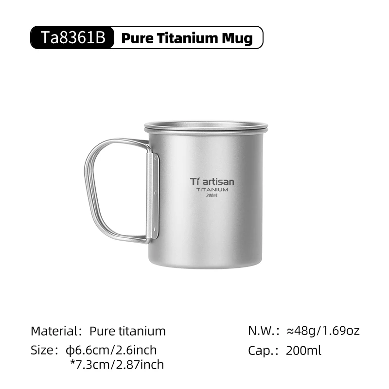 Folding Handle Titanium Mug for Camping, 200ml to 750ml 11 Folding Handle Titanium Mug for Camping, 200ml to 750ml - view 11