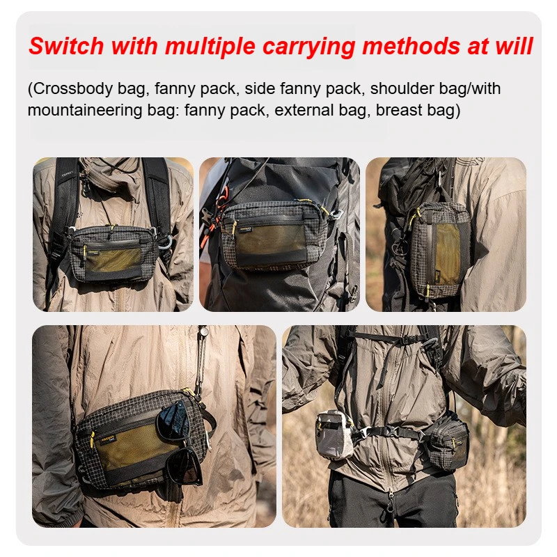 Ultralight Hiking Waist Pack 1L Waterproof Nylon Multi Pocket 3 Ultralight Hiking Waist Pack 1L Waterproof Nylon Multi Pocket - view 3