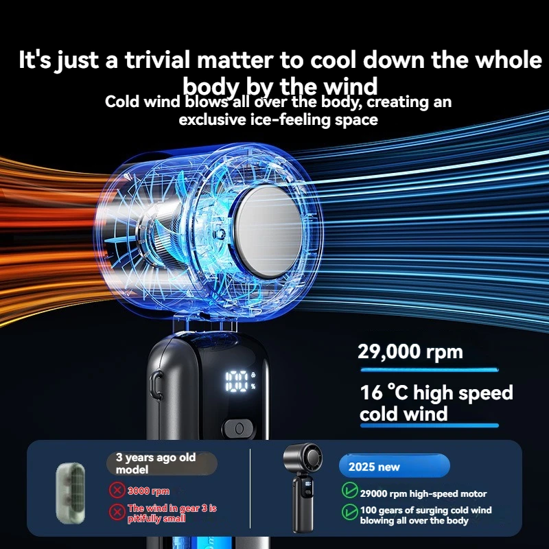 Foldable Handheld Fan 4000mAh High Speed Portable Fan by JPNPL 2 Foldable Handheld Fan 4000mAh High Speed Portable Fan by JPNPL - view 2