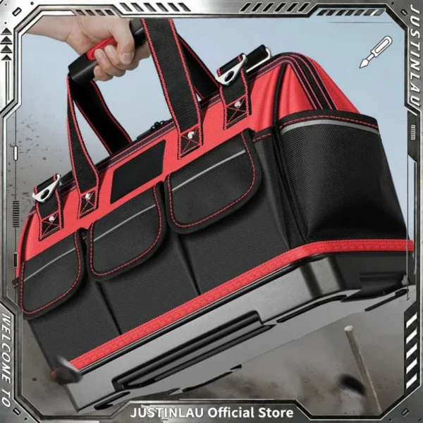 16 inch mechanic tool storage bag in Oxford cloth holding hand tools and hardware