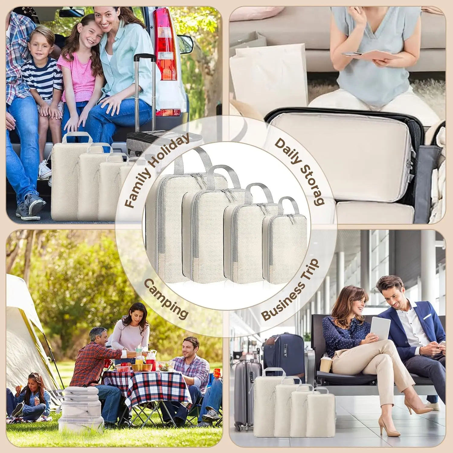 Lightweight Expandable Packing Cubes, 4 Piece Compression Set 6 Lightweight Expandable Packing Cubes, 4 Piece Compression Set - view 6