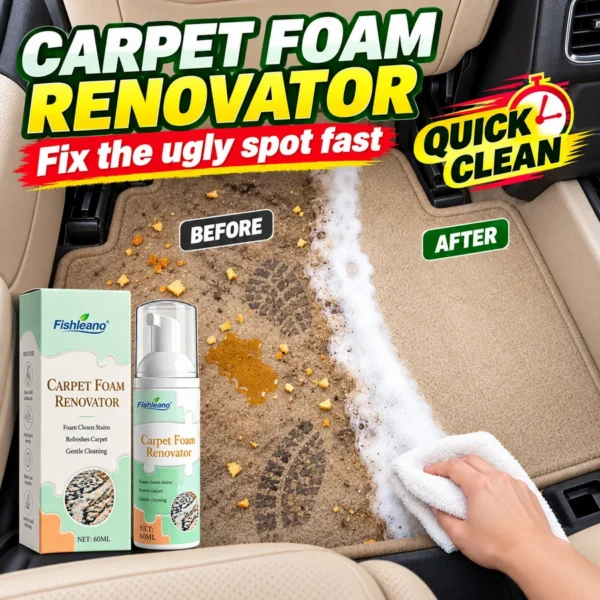 Car interior cleaner spray bottle being used on a dirty car dashboard