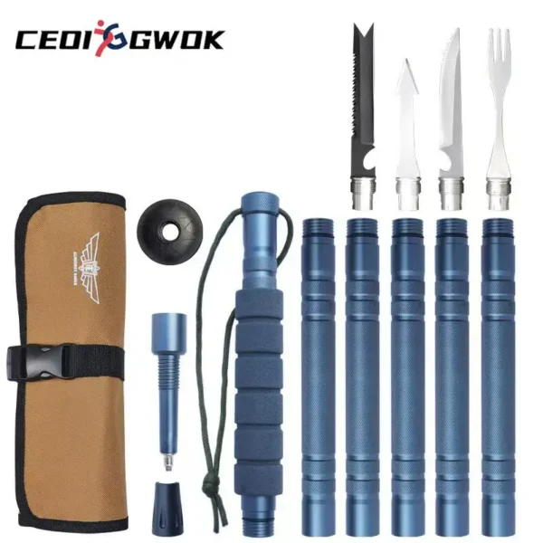 Adjustable aluminum walking sticks with EVA grips and tungsten tips extended to full length