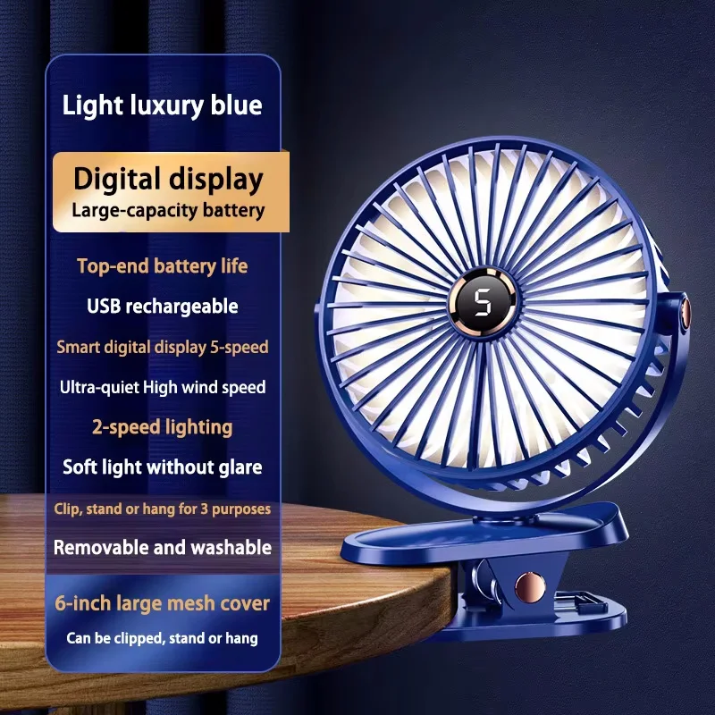 Clip On Rechargeable Fan with Night Light and 720 Degree Rotation 8 Clip On Rechargeable Fan with Night Light and 720 Degree Rotation - view 8