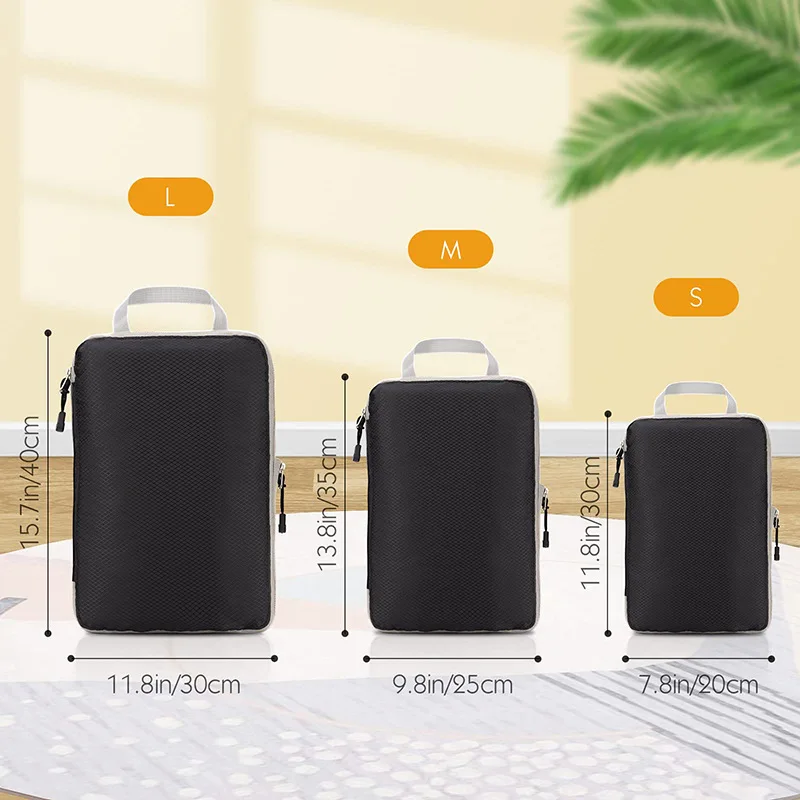 Compressible Foldable Packing Cubes with Handle, S, M, L 3 Compressible Foldable Packing Cubes with Handle, S, M, L - view 3