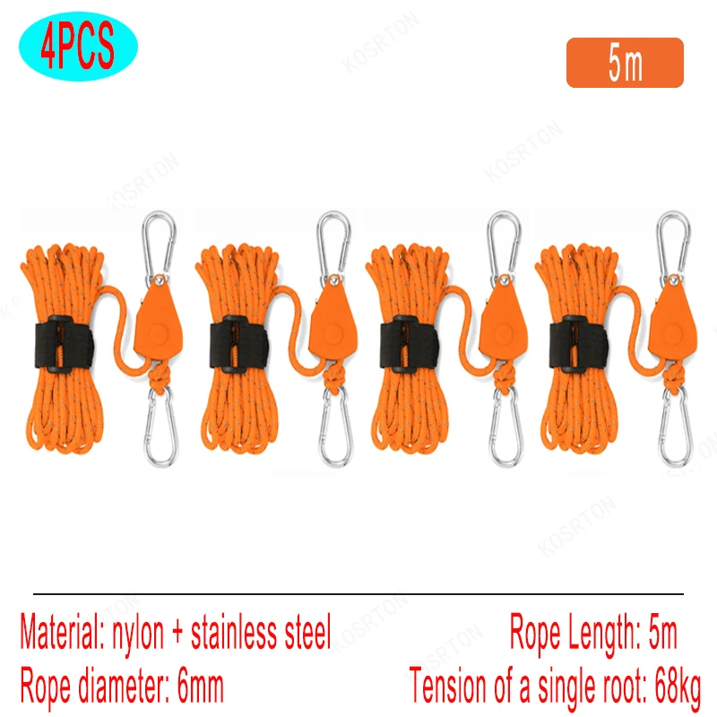 Reflective Tent Guyline with Pulley Tensioner, 4 m or 5 m 6 Reflective Tent Guyline with Pulley Tensioner, 4 m or 5 m - view 6