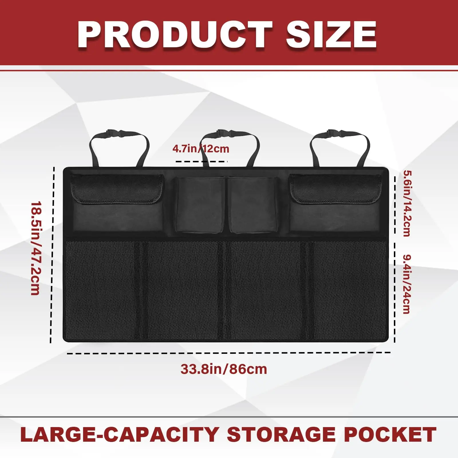 Mesh Pocket Backseat Organizer, Oxford Hanging Trunk Bag 2 Mesh Pocket Backseat Organizer, Oxford Hanging Trunk Bag - view 2
