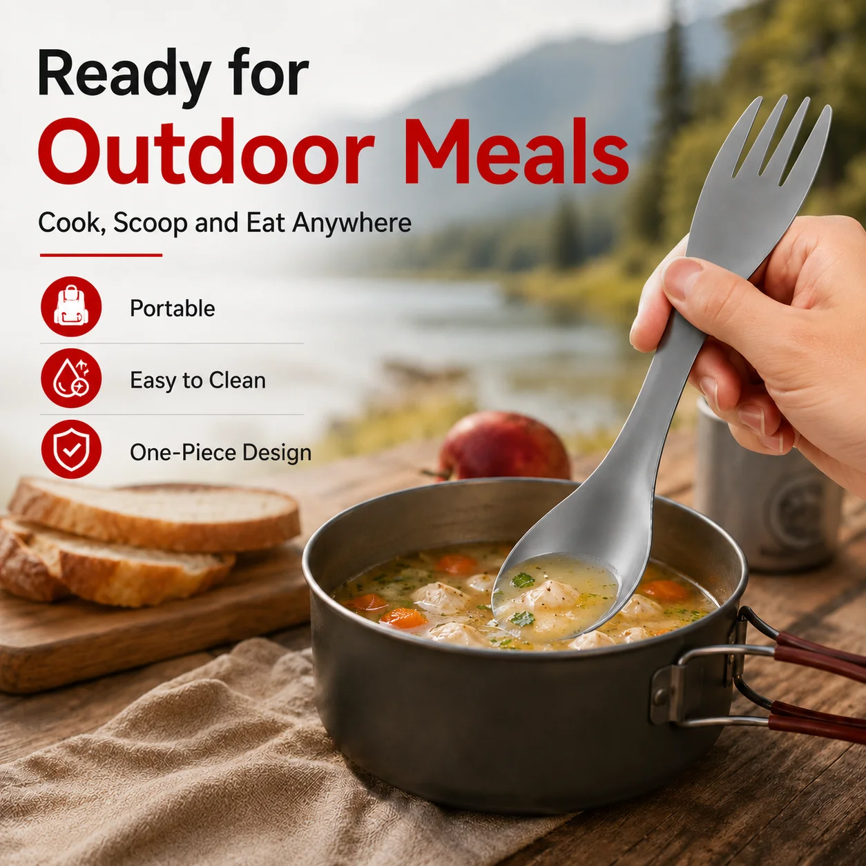 Titanium Camping Spork, 2 in 1 Spoon and Fork, PINMOAP 4 Titanium Camping Spork, 2 in 1 Spoon and Fork, PINMOAP - view 4